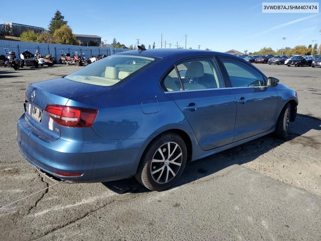 2017 Volkswagen Jetta Se VIN: 3VWDB7AJ5HM407474 Lot: 77019104