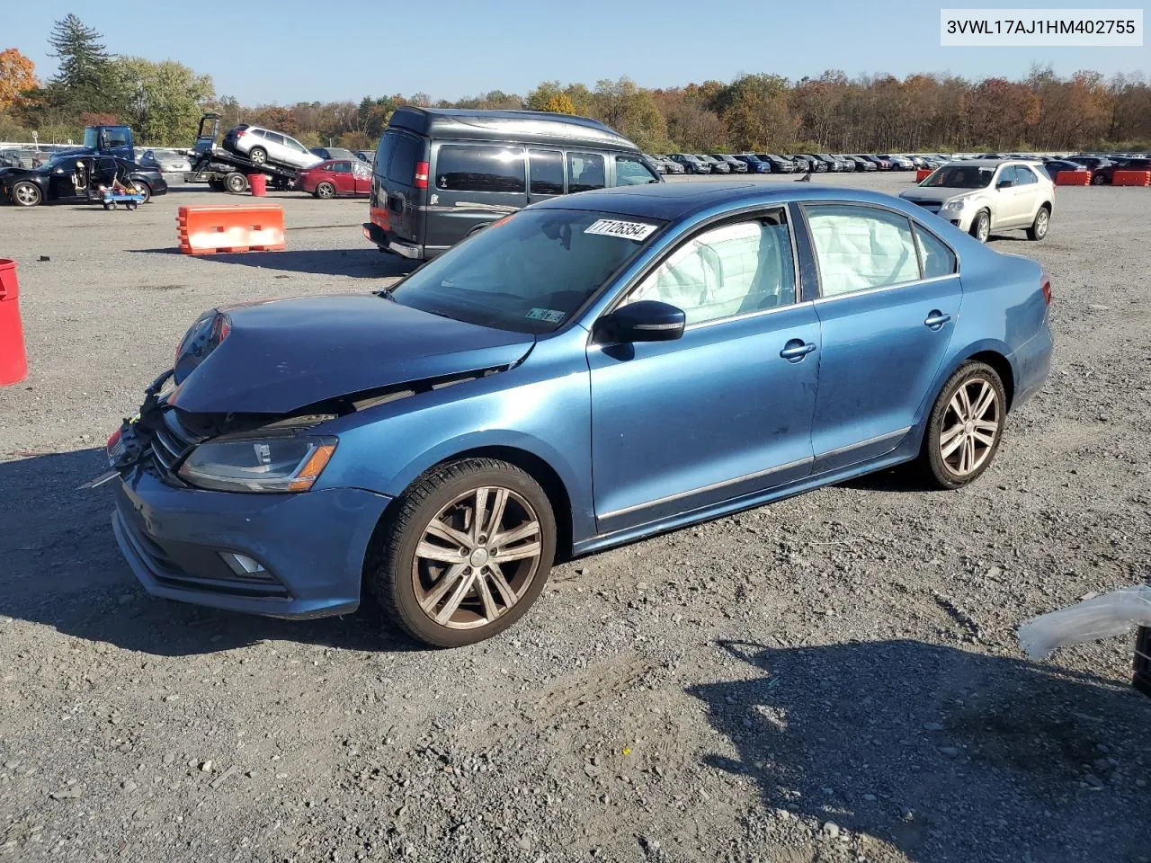 2017 Volkswagen Jetta Sel VIN: 3VWL17AJ1HM402755 Lot: 77126354