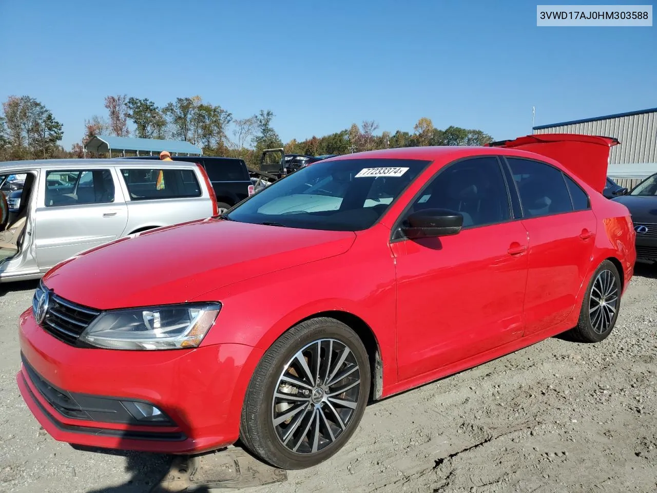 2017 Volkswagen Jetta Sport VIN: 3VWD17AJ0HM303588 Lot: 77233374