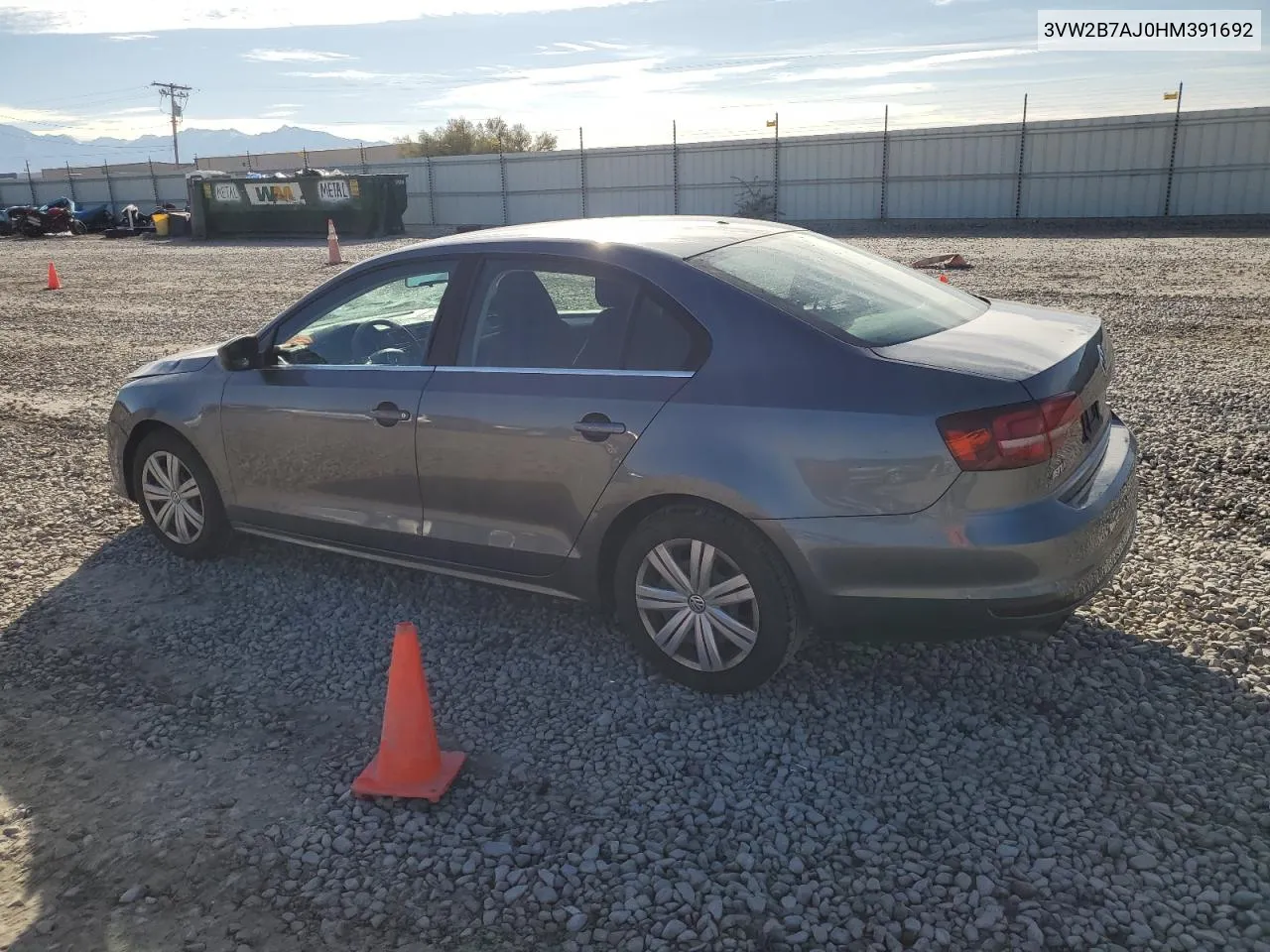 2017 Volkswagen Jetta S VIN: 3VW2B7AJ0HM391692 Lot: 78016934