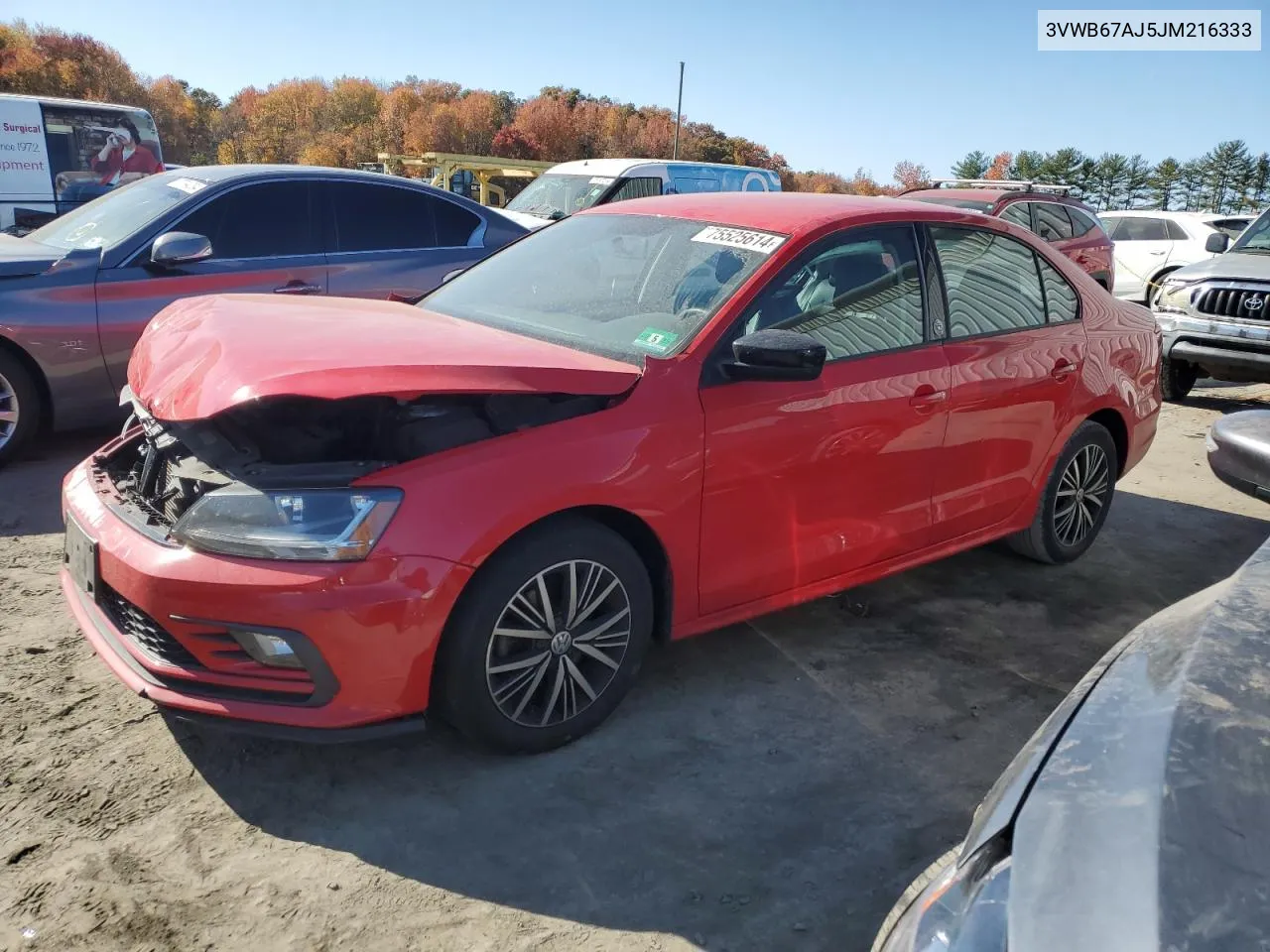 2018 Volkswagen Jetta Se VIN: 3VWB67AJ5JM216333 Lot: 75525614