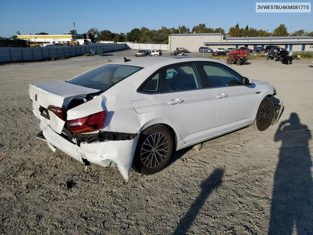 2019 Volkswagen Jetta Sel VIN: 3VWE57BU4KM081775 Lot: 74625344