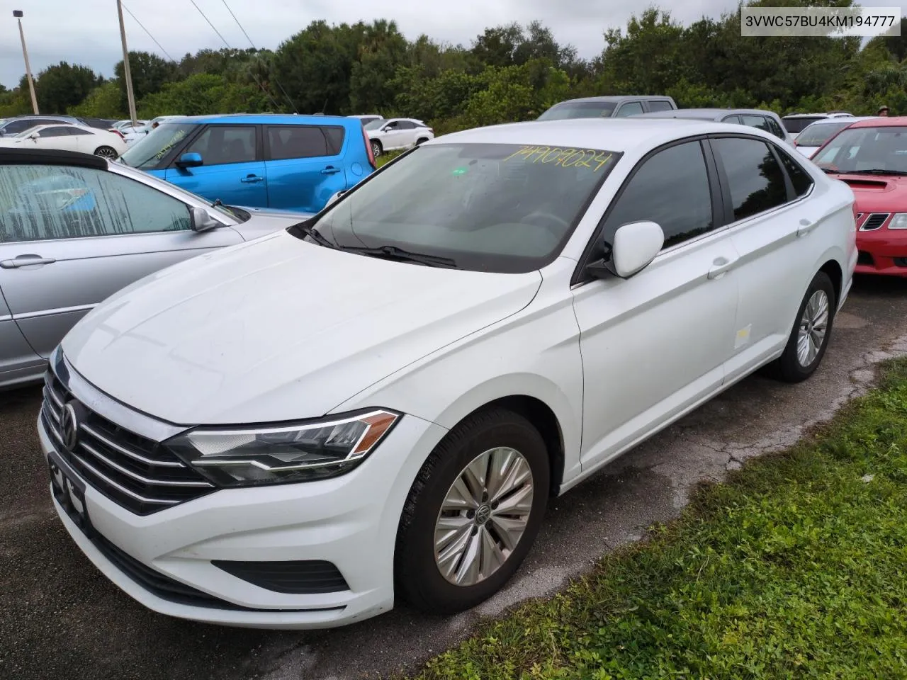 2019 Volkswagen Jetta S VIN: 3VWC57BU4KM194777 Lot: 74909024