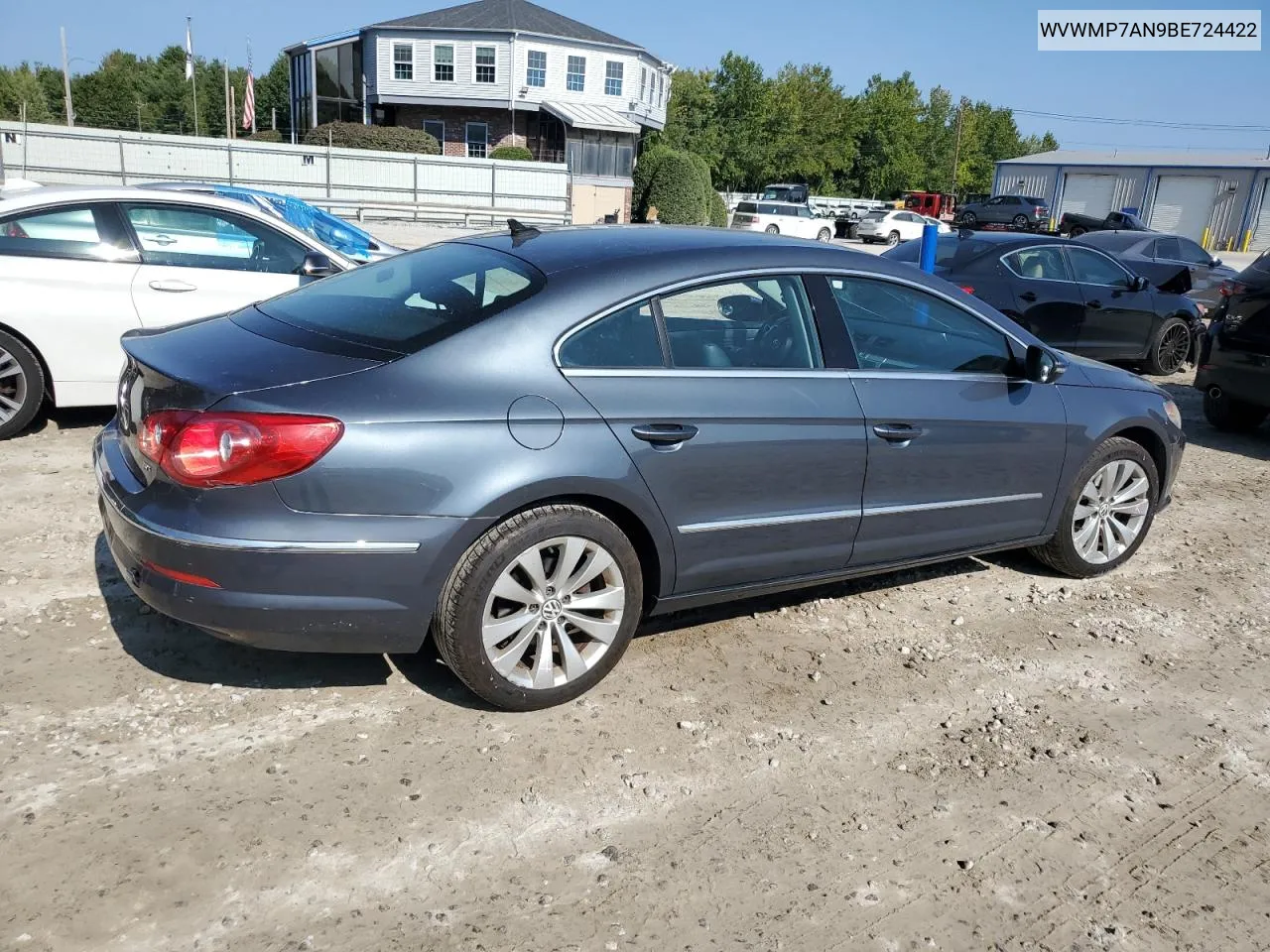 2011 Volkswagen Cc Sport VIN: WVWMP7AN9BE724422 Lot: 70461704