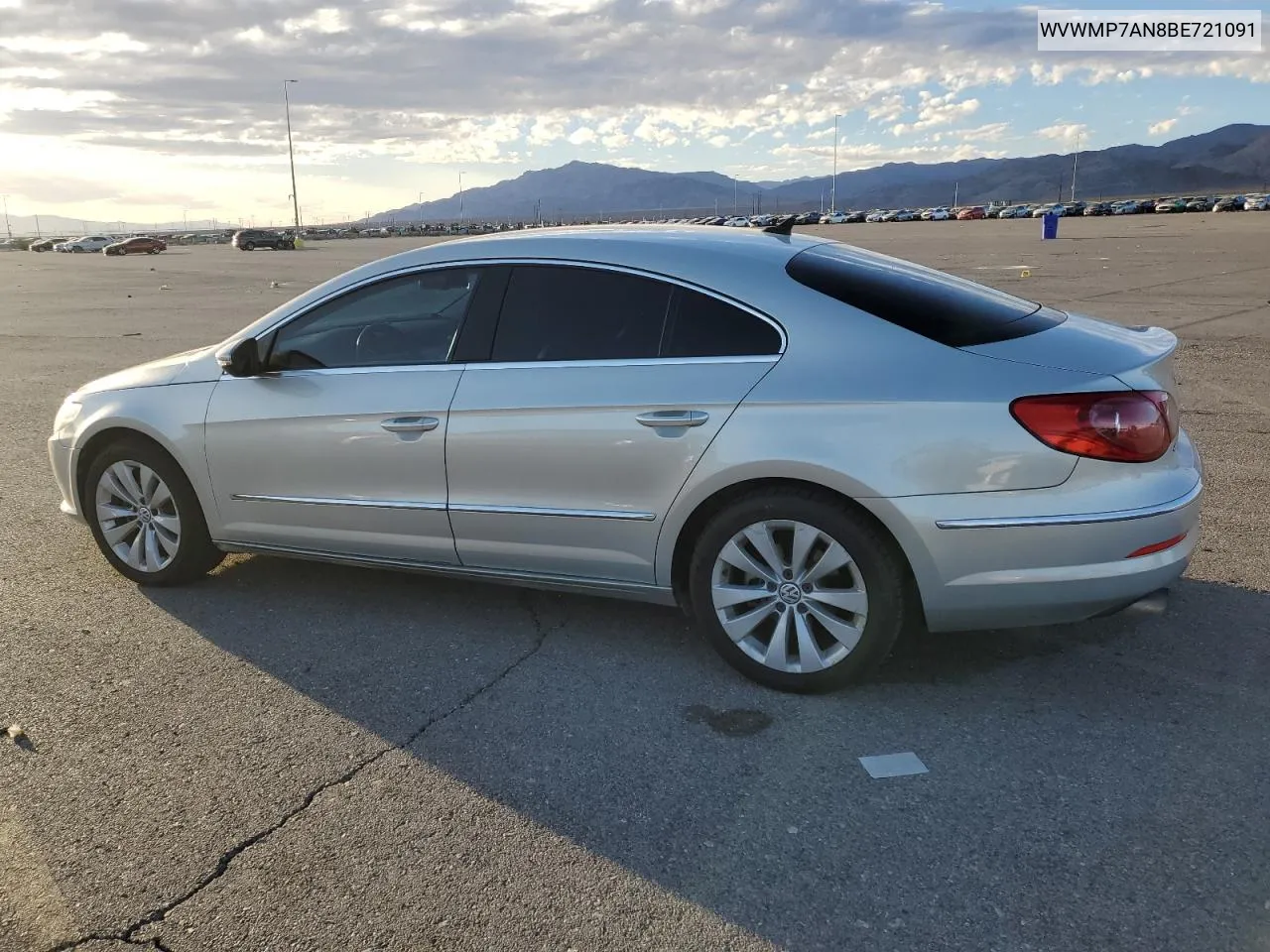 2011 Volkswagen Cc Sport VIN: WVWMP7AN8BE721091 Lot: 72292104