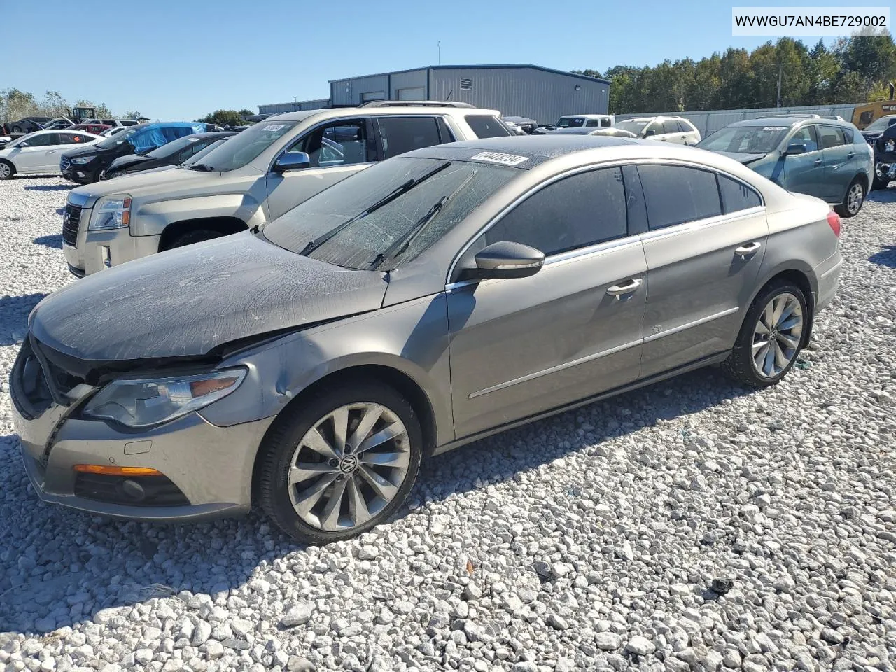 2011 Volkswagen Cc Vr6 4Motion VIN: WVWGU7AN4BE729002 Lot: 74423234