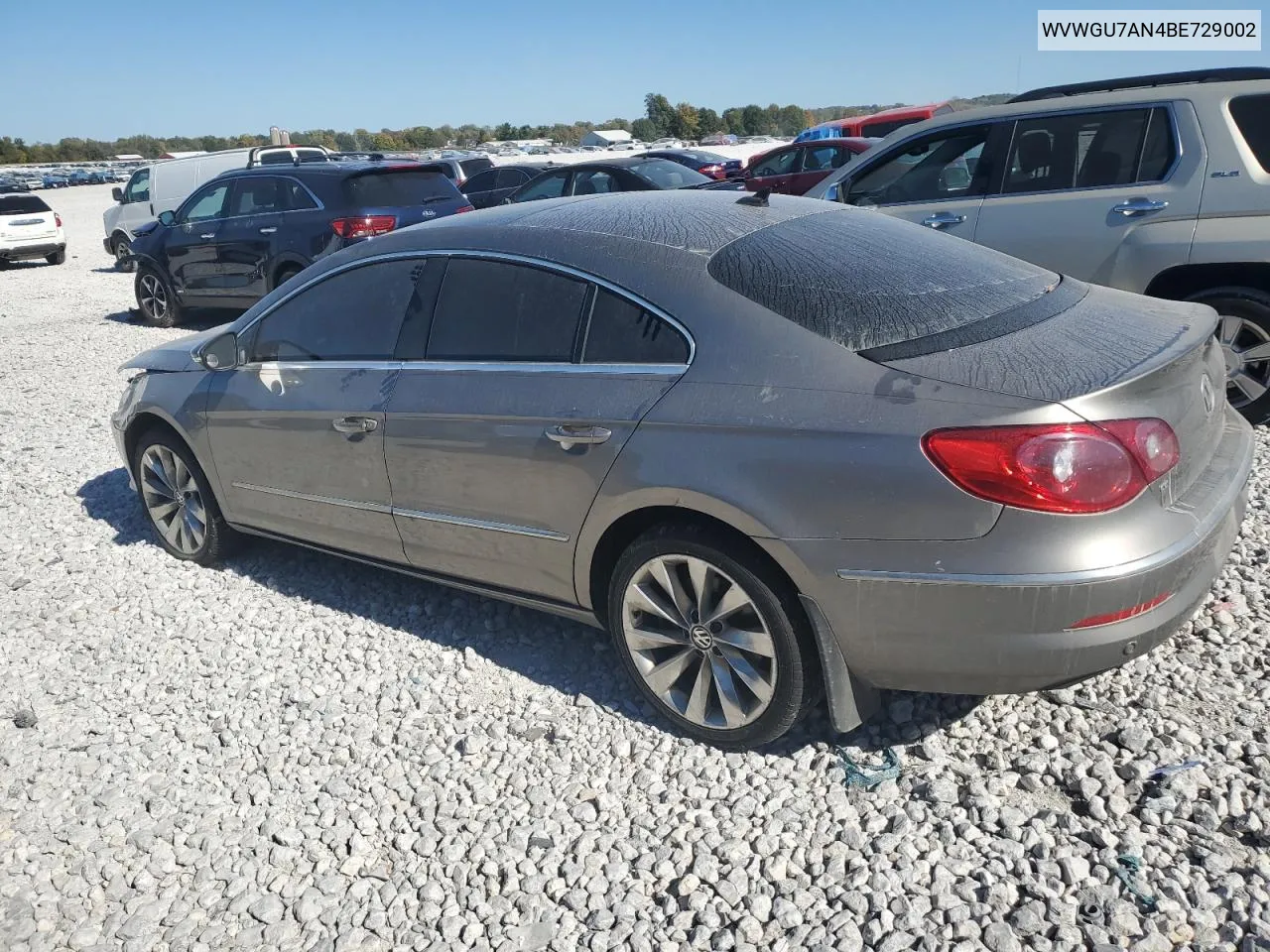 2011 Volkswagen Cc Vr6 4Motion VIN: WVWGU7AN4BE729002 Lot: 74423234