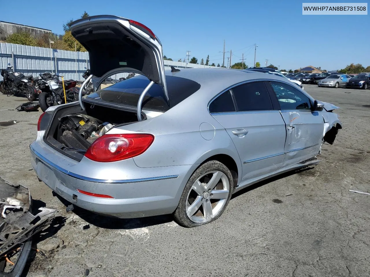 2011 Volkswagen Cc Luxury VIN: WVWHP7AN8BE731508 Lot: 76308994