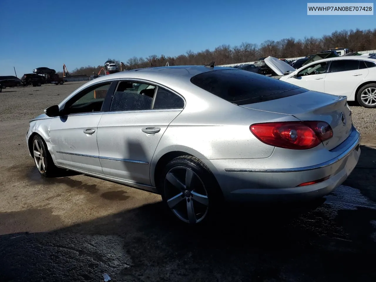 2011 Volkswagen Cc Luxury VIN: WVWHP7AN0BE707428 Lot: 80021434