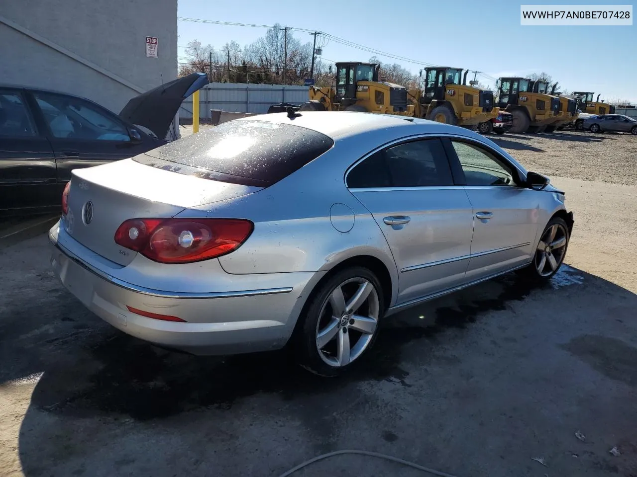 2011 Volkswagen Cc Luxury VIN: WVWHP7AN0BE707428 Lot: 80021434