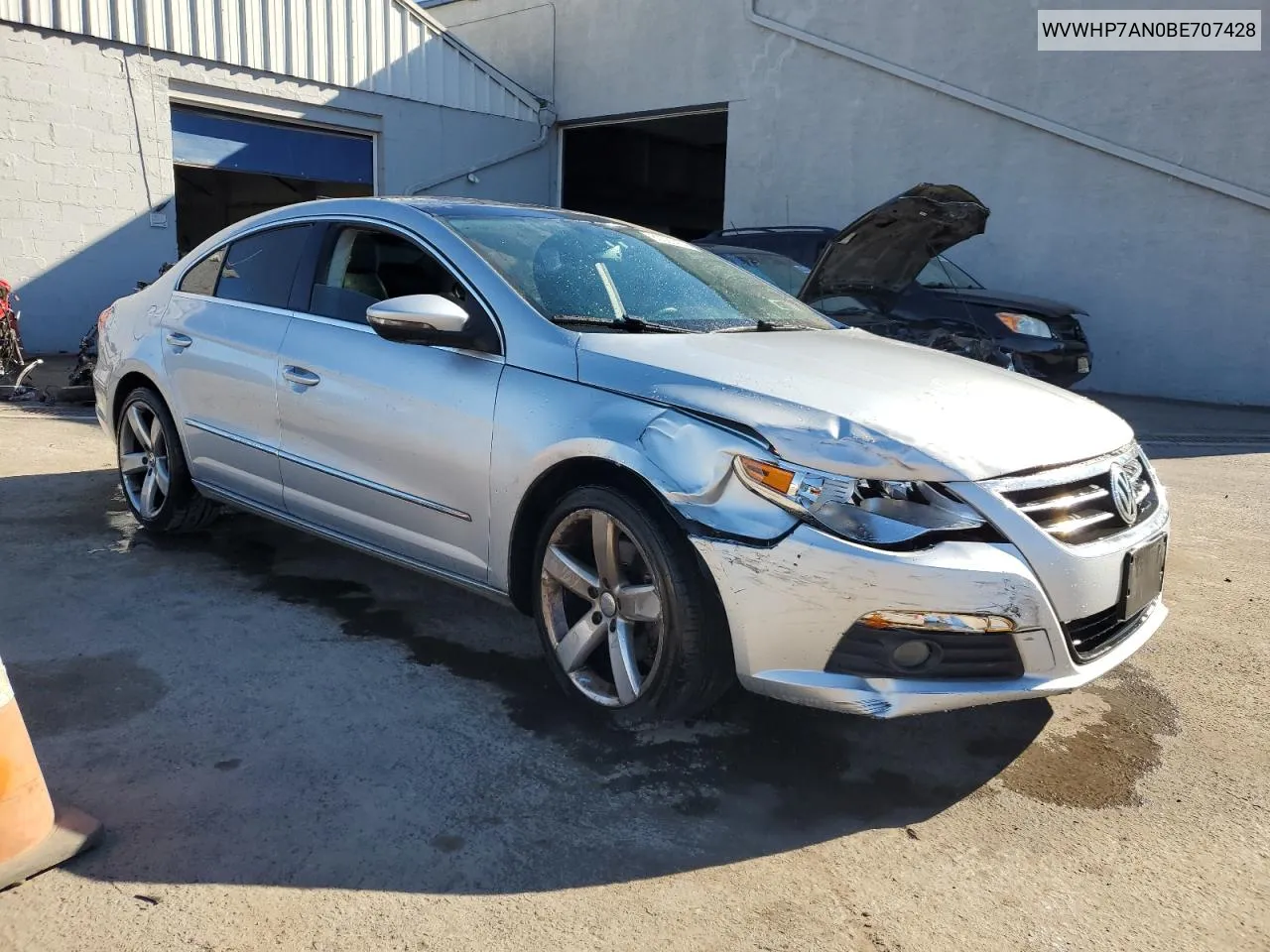 2011 Volkswagen Cc Luxury VIN: WVWHP7AN0BE707428 Lot: 80021434