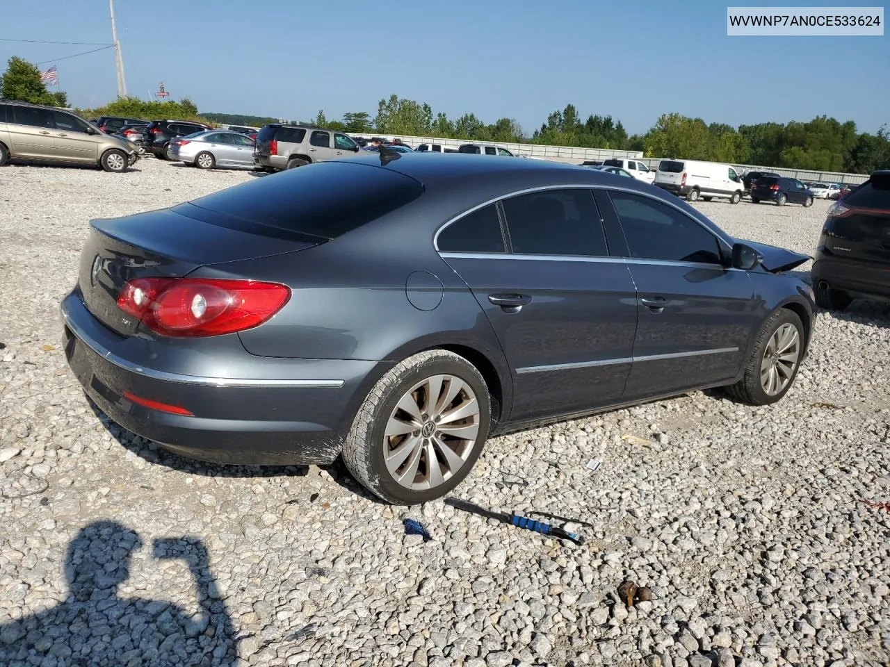 2012 Volkswagen Cc Sport VIN: WVWNP7AN0CE533624 Lot: 67320164