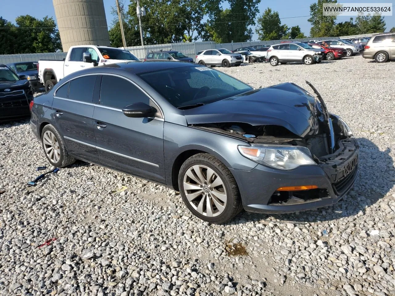 2012 Volkswagen Cc Sport VIN: WVWNP7AN0CE533624 Lot: 67320164