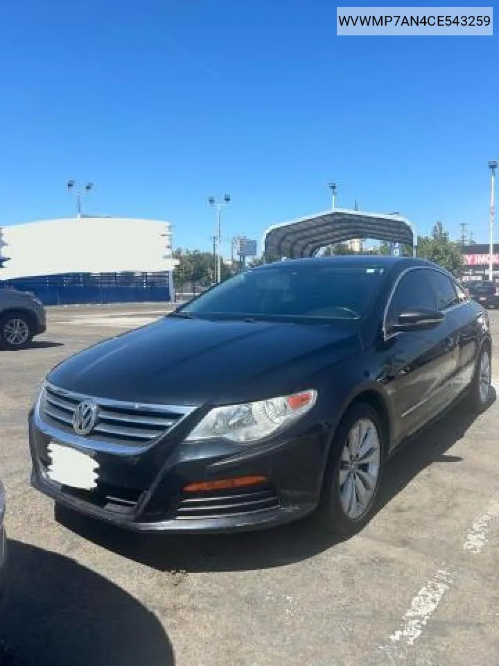 2012 Volkswagen Cc Sport VIN: WVWMP7AN4CE543259 Lot: 70098064