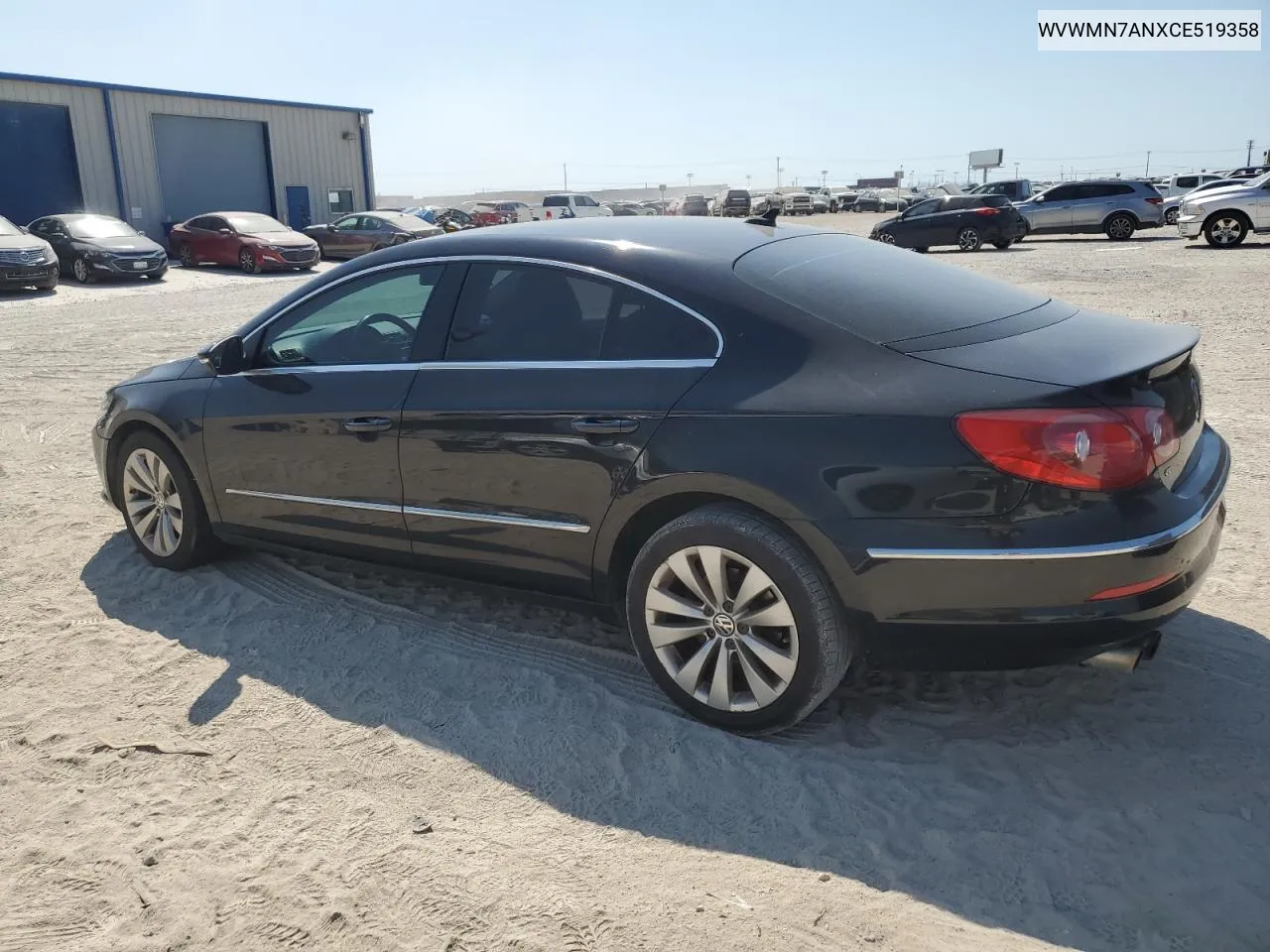 2012 Volkswagen Cc Sport VIN: WVWMN7ANXCE519358 Lot: 71127824