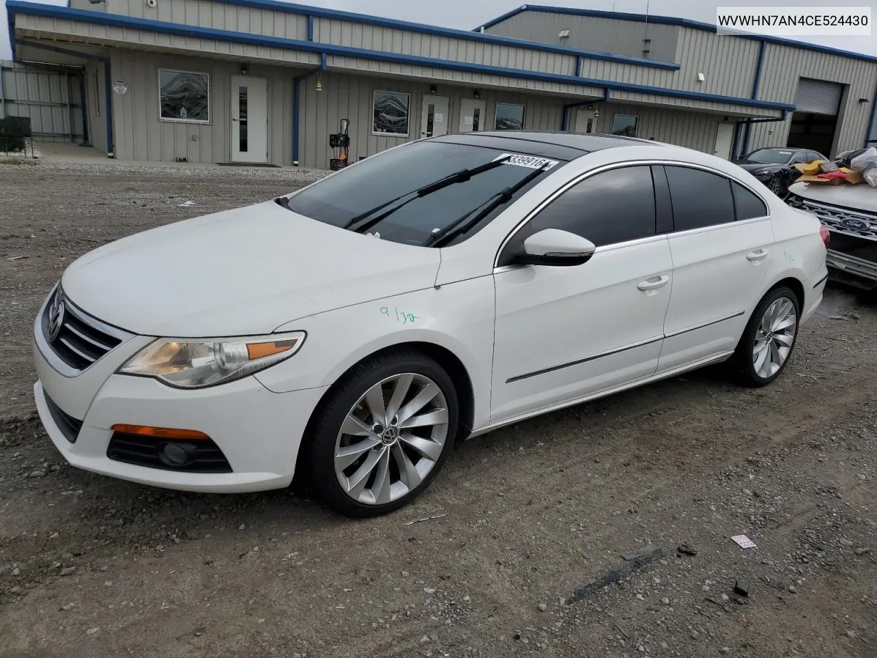 2012 Volkswagen Cc Luxury VIN: WVWHN7AN4CE524430 Lot: 73399164