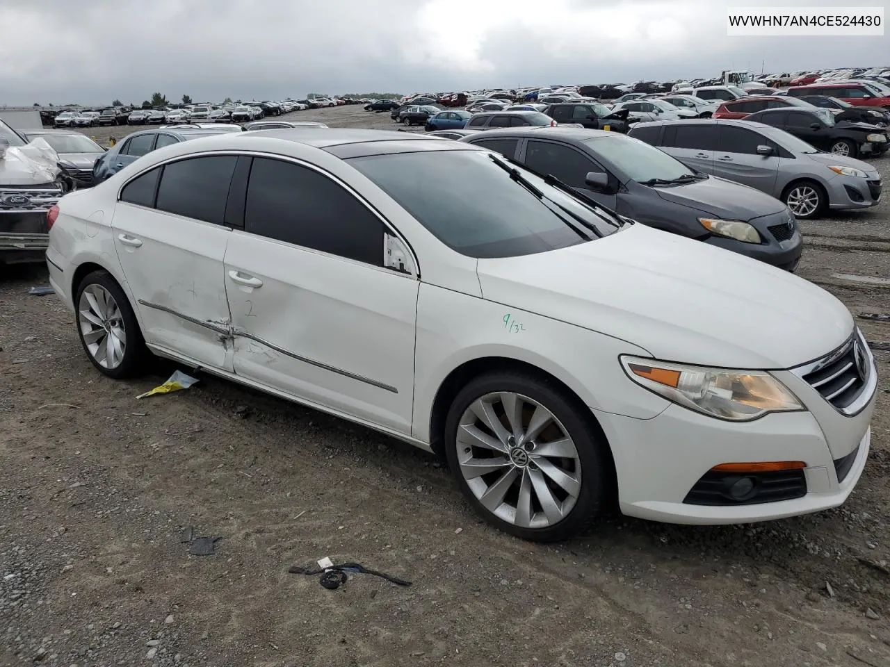 2012 Volkswagen Cc Luxury VIN: WVWHN7AN4CE524430 Lot: 73399164