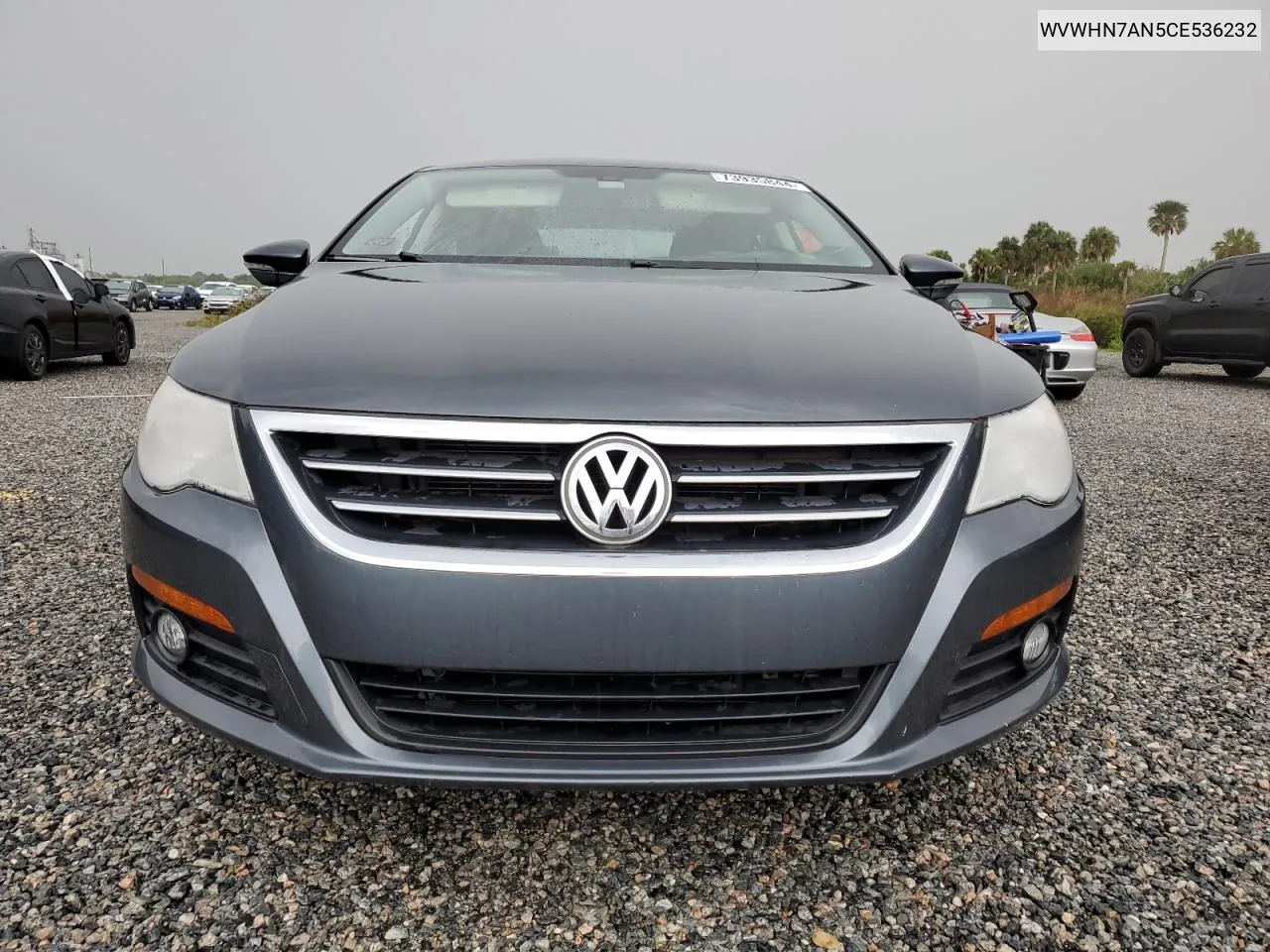 2012 Volkswagen Cc Luxury VIN: WVWHN7AN5CE536232 Lot: 73935844