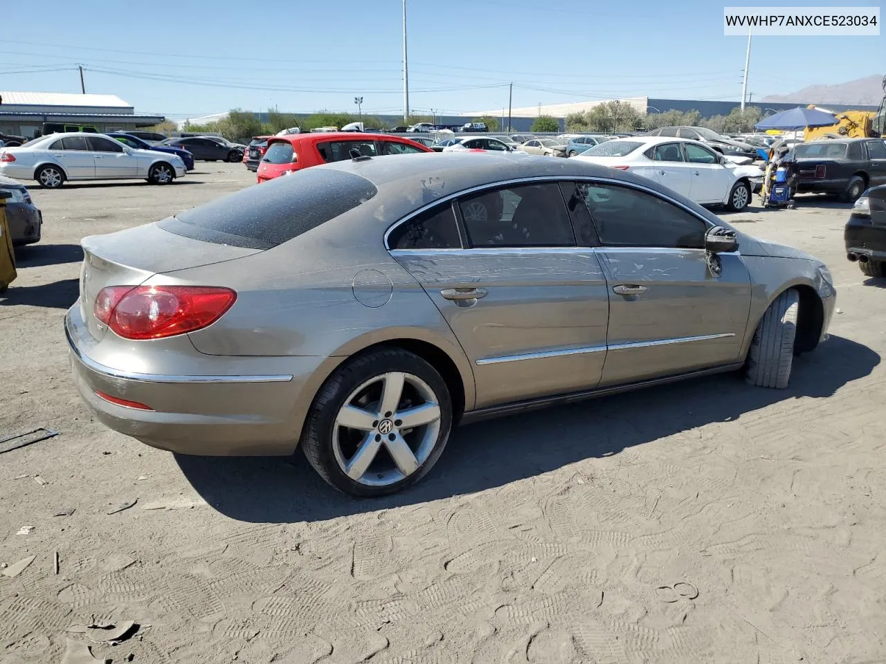 2012 Volkswagen Cc Luxury VIN: WVWHP7ANXCE523034 Lot: 74102484