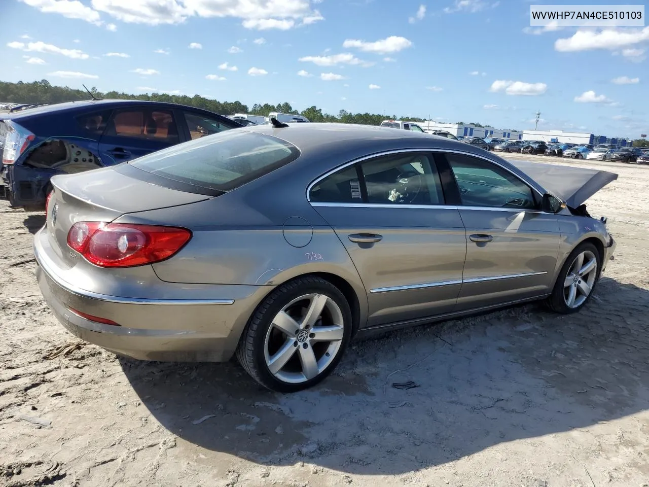 2012 Volkswagen Cc Luxury VIN: WVWHP7AN4CE510103 Lot: 75180924