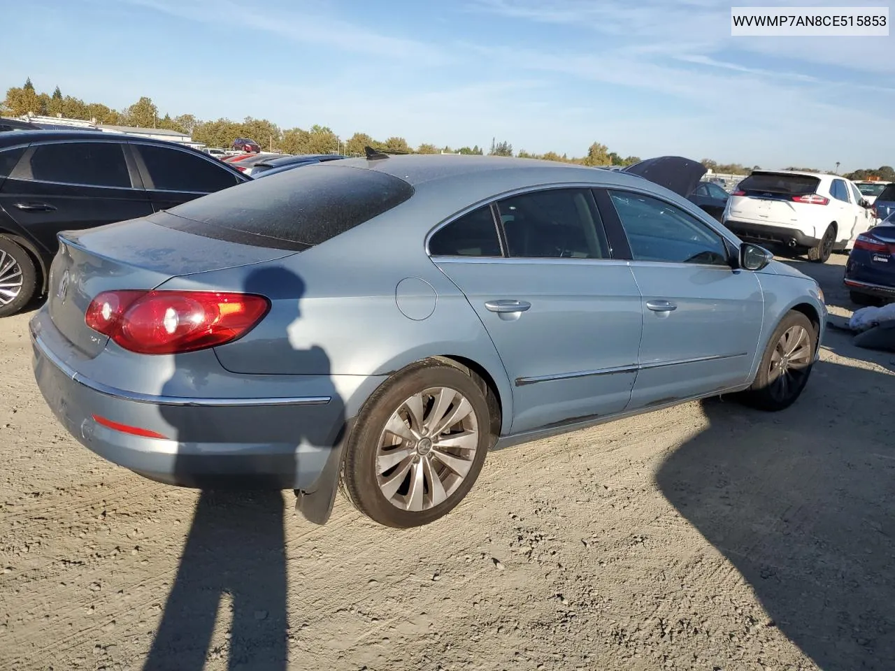 2012 Volkswagen Cc Sport VIN: WVWMP7AN8CE515853 Lot: 75868344