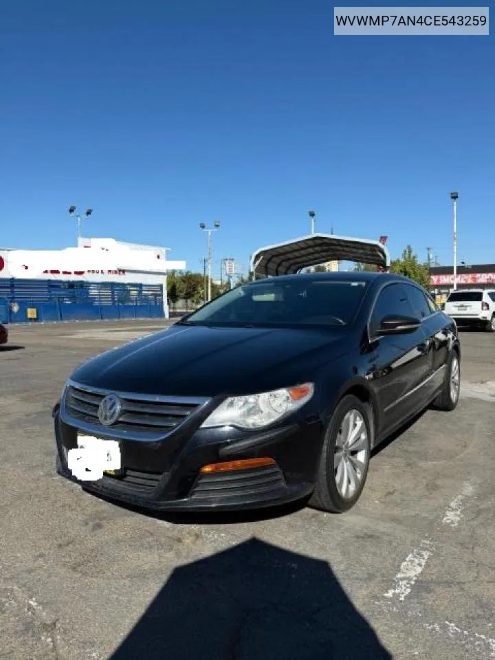 2012 Volkswagen Cc Sport VIN: WVWMP7AN4CE543259 Lot: 76578384