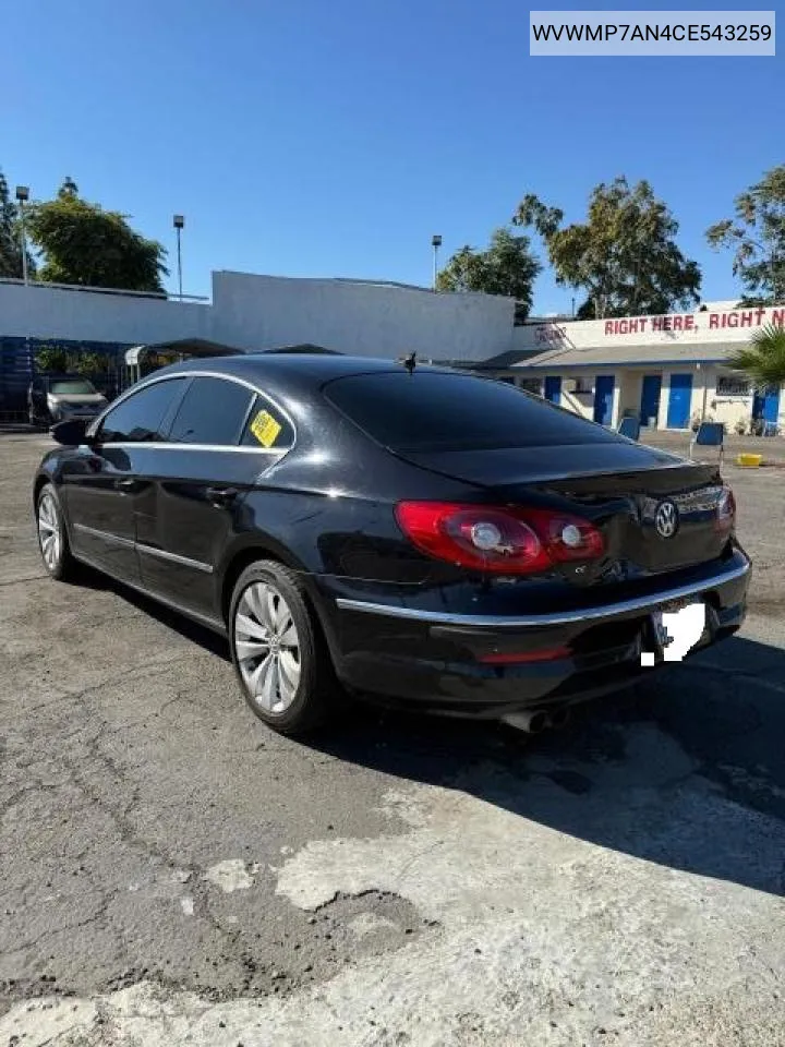 2012 Volkswagen Cc Sport VIN: WVWMP7AN4CE543259 Lot: 76578384