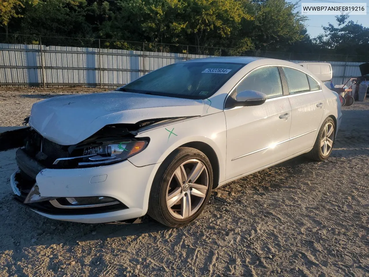 2015 Volkswagen Cc Sport VIN: WVWBP7AN3FE819216 Lot: 75322834