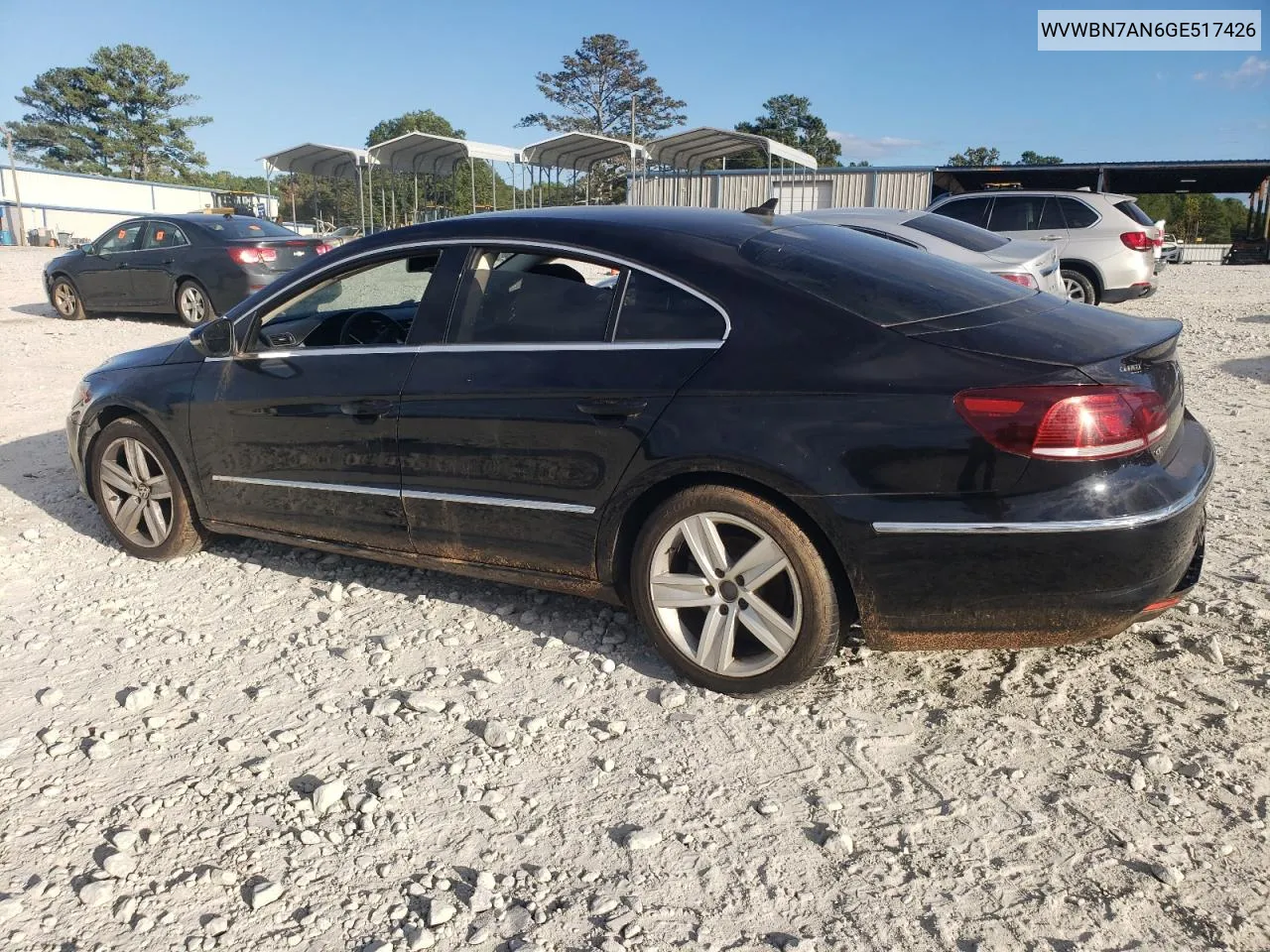 2016 Volkswagen Cc Base VIN: WVWBN7AN6GE517426 Lot: 74257124