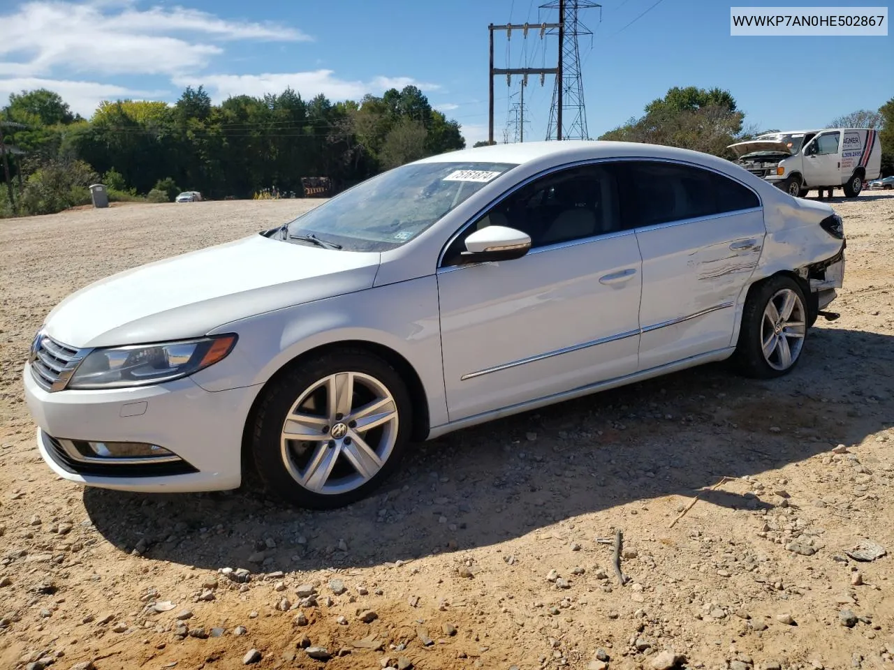 2017 Volkswagen Cc Sport VIN: WVWKP7AN0HE502867 Lot: 75161874