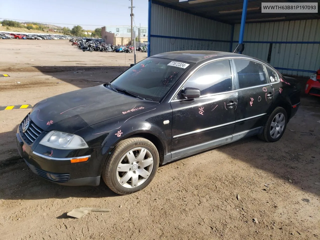 2001 Volkswagen Passat Glx 4Motion VIN: WVWTH63B81P197093 Lot: 77872324