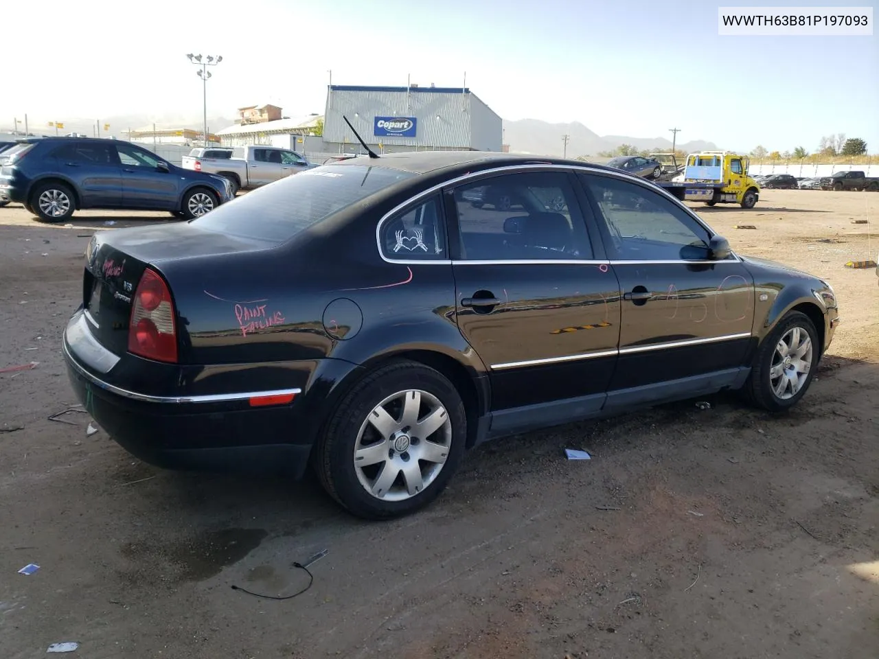 2001 Volkswagen Passat Glx 4Motion VIN: WVWTH63B81P197093 Lot: 77872324