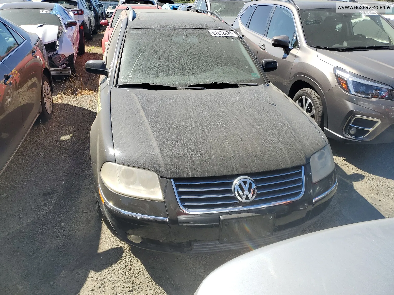 2002 Volkswagen Passat Glx VIN: WVWWH63B92E258459 Lot: 57512494