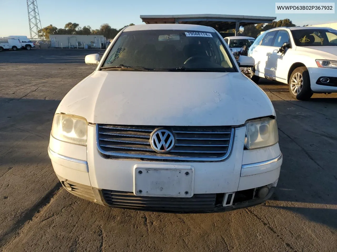 2002 Volkswagen Passat Gls VIN: WVWPD63B02P367932 Lot: 79568174