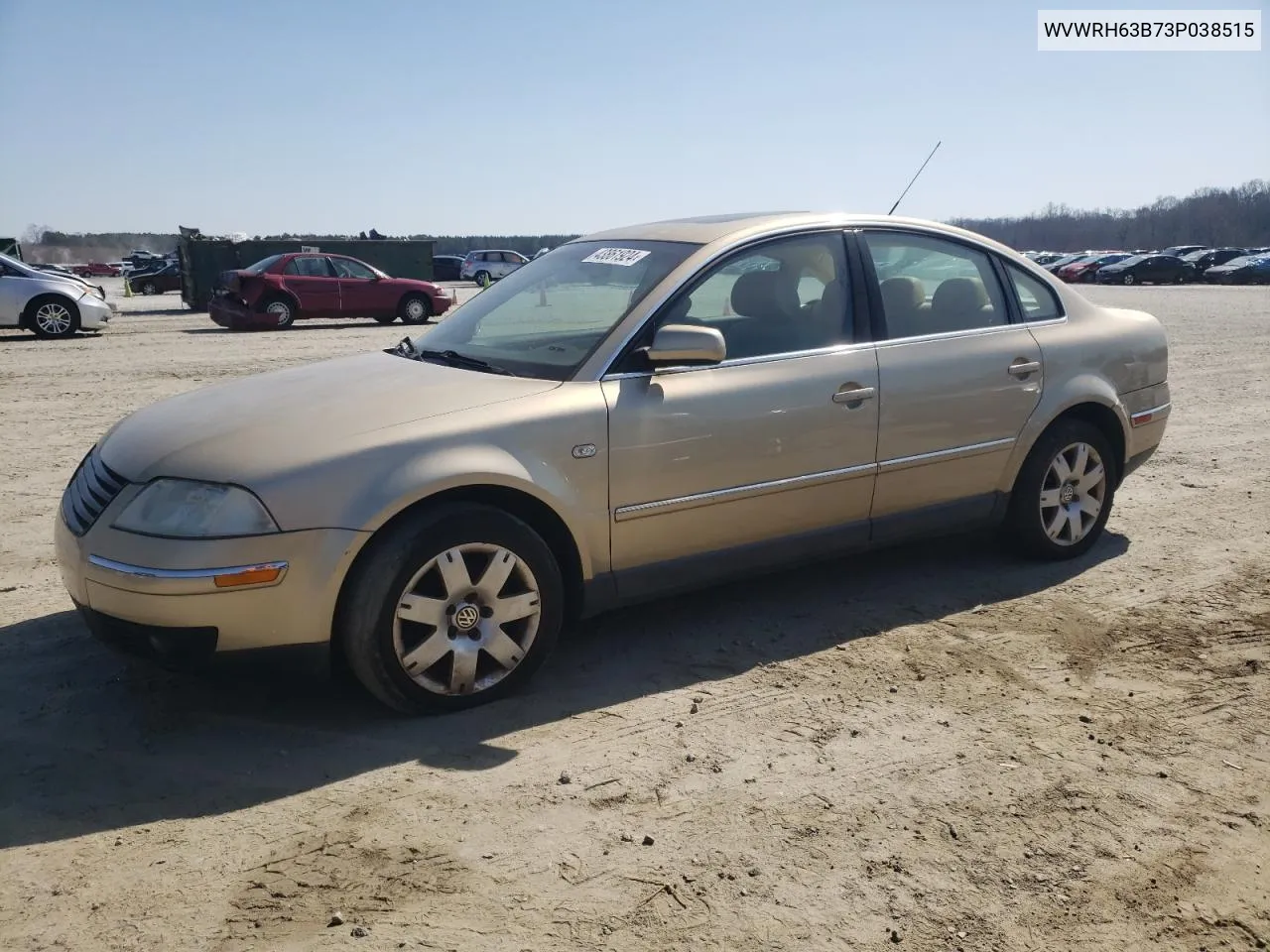 2003 Volkswagen Passat Glx VIN: WVWRH63B73P038515 Lot: 43861924