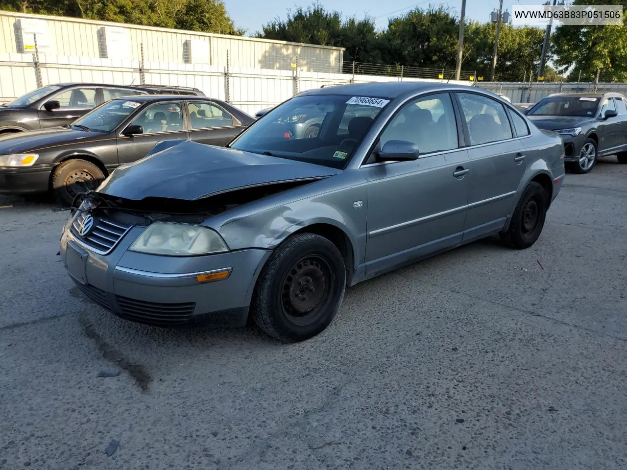 2003 Volkswagen Passat Gl VIN: WVWMD63B83P051506 Lot: 70968654