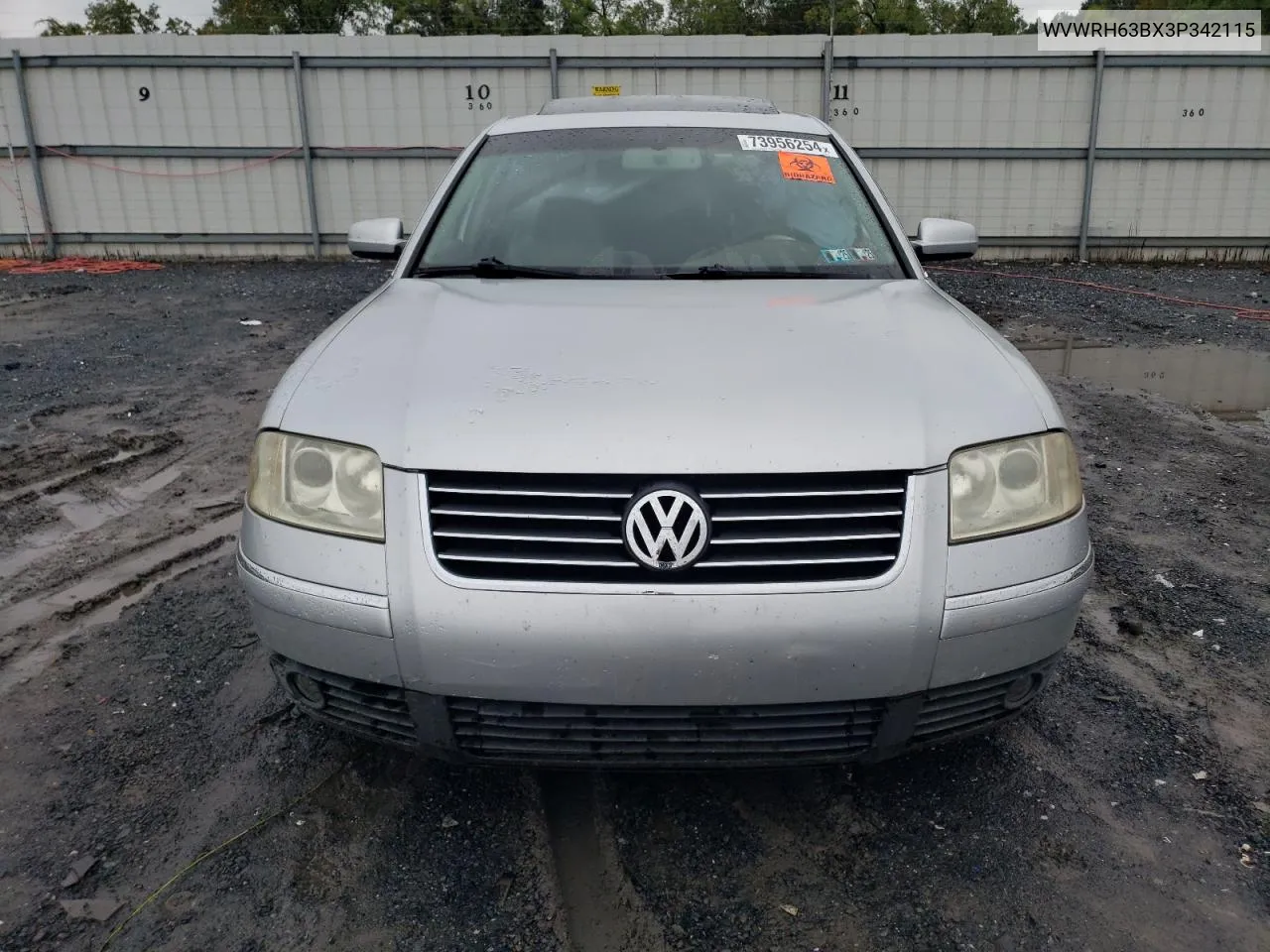 2003 Volkswagen Passat Glx VIN: WVWRH63BX3P342115 Lot: 73956254