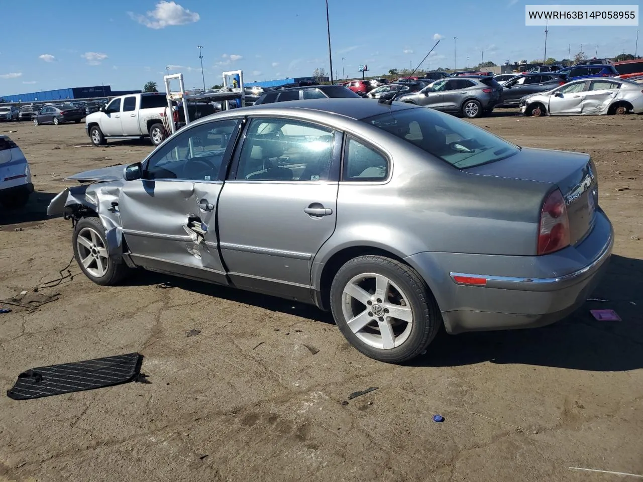 2004 Volkswagen Passat Glx VIN: WVWRH63B14P058955 Lot: 75076284