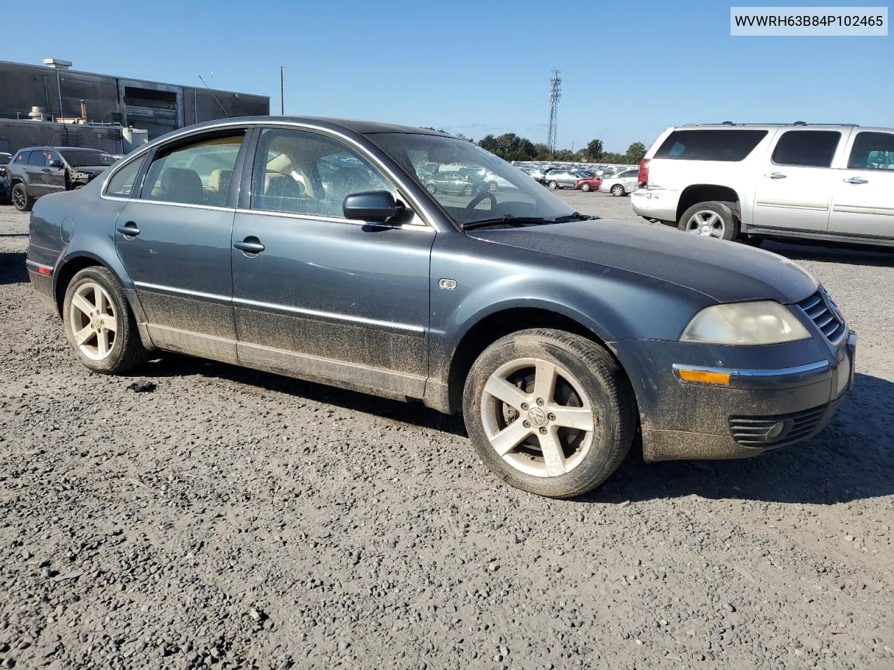 2004 Volkswagen Passat Glx VIN: WVWRH63B84P102465 Lot: 76418134