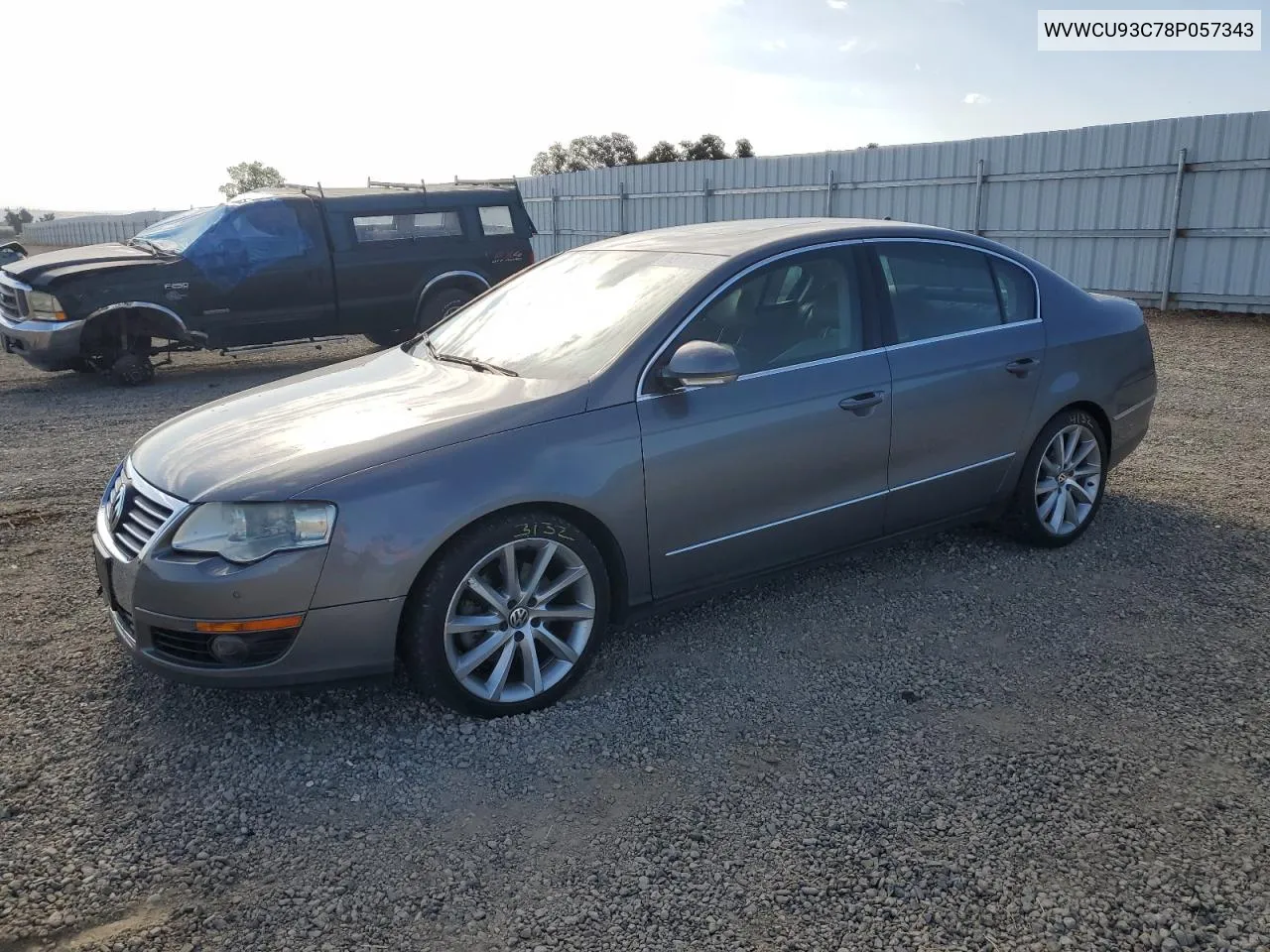 2008 Volkswagen Passat Vr6 VIN: WVWCU93C78P057343 Lot: 68743074