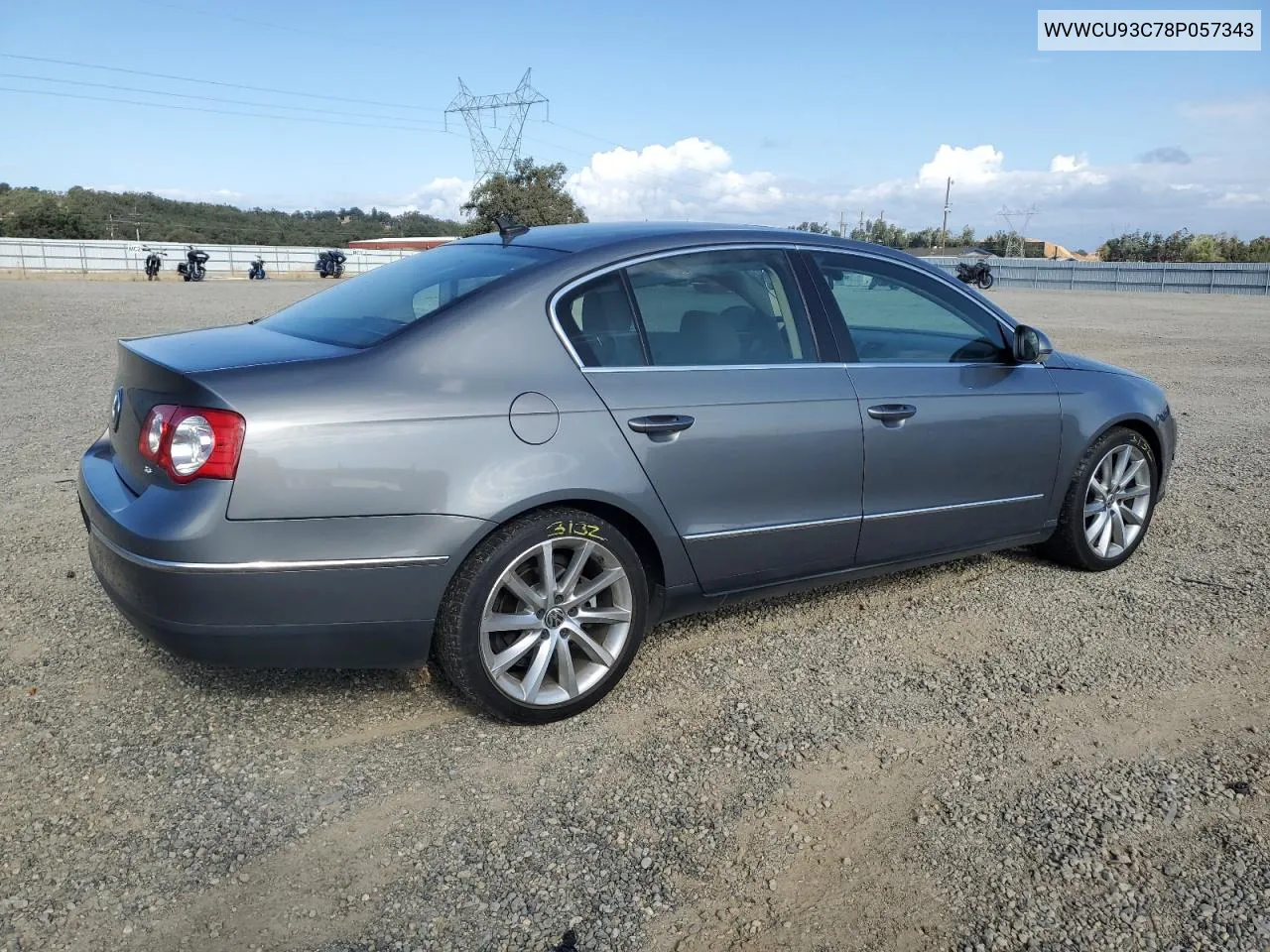 2008 Volkswagen Passat Vr6 VIN: WVWCU93C78P057343 Lot: 68743074