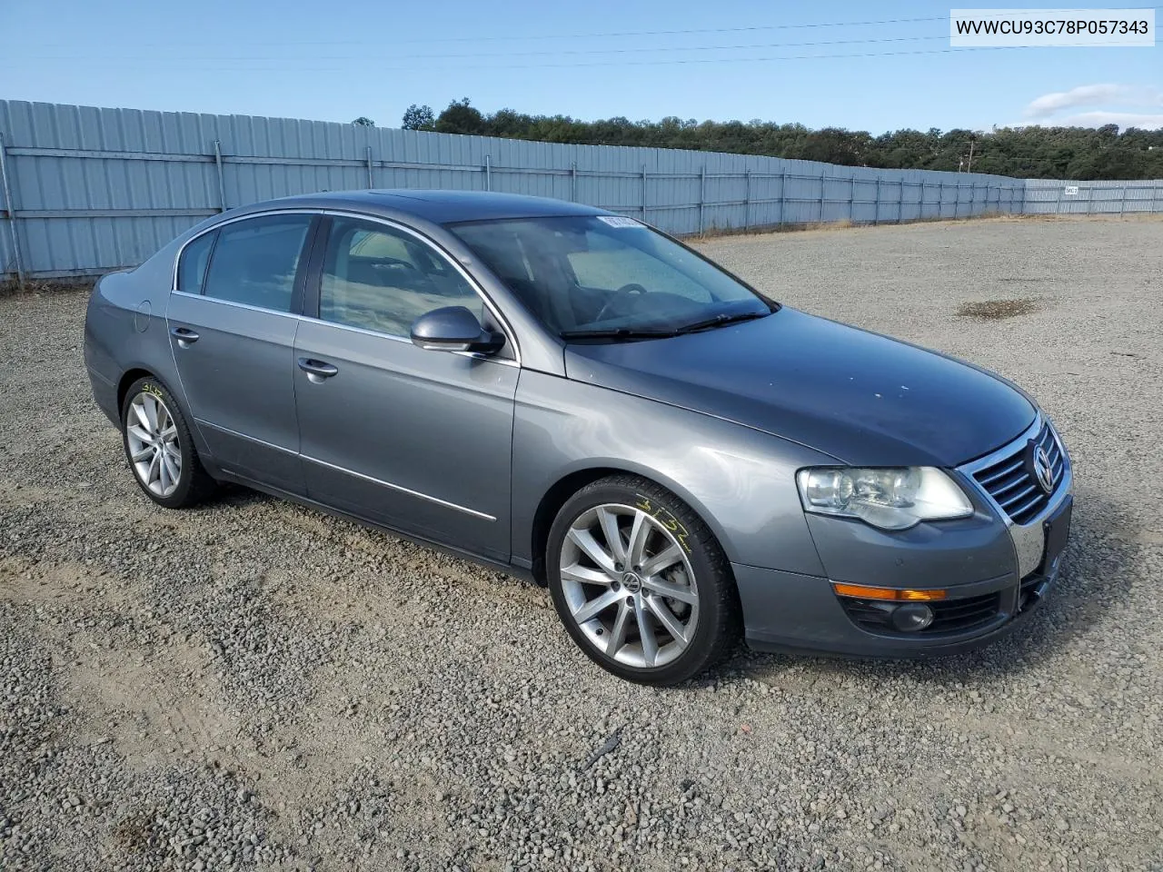 2008 Volkswagen Passat Vr6 VIN: WVWCU93C78P057343 Lot: 68743074