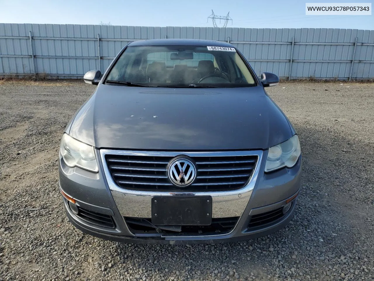 2008 Volkswagen Passat Vr6 VIN: WVWCU93C78P057343 Lot: 68743074