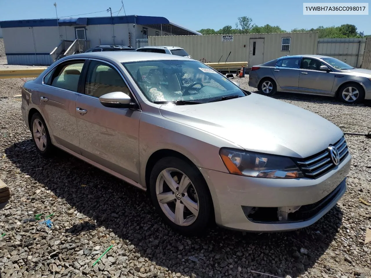 2012 Volkswagen Passat Se VIN: 1VWBH7A36CC098017 Lot: 52031454