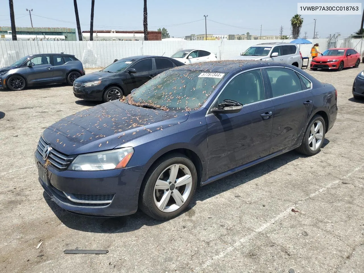 2012 Volkswagen Passat Se VIN: 1VWBP7A30CC018763 Lot: 57787344