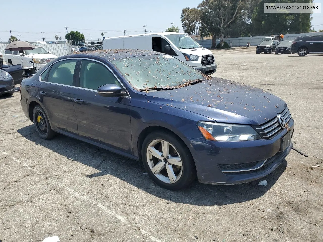 2012 Volkswagen Passat Se VIN: 1VWBP7A30CC018763 Lot: 57787344