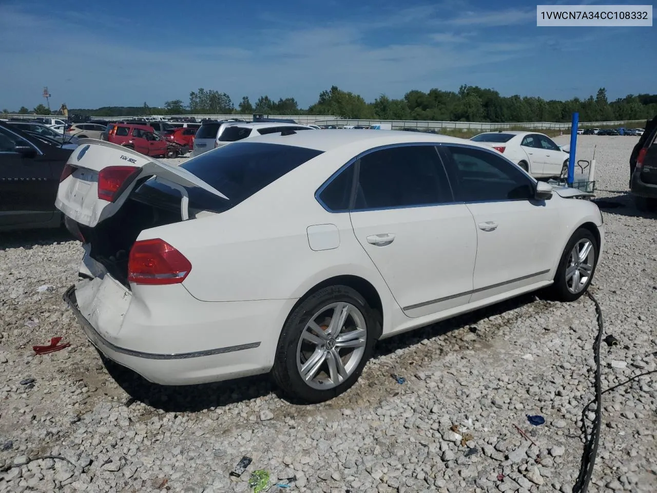 2012 Volkswagen Passat Sel VIN: 1VWCN7A34CC108332 Lot: 66342154