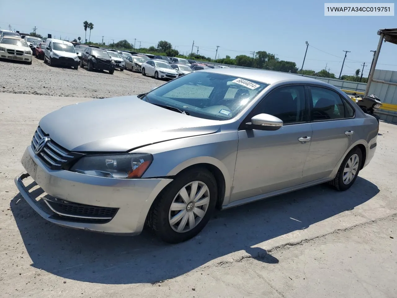 2012 Volkswagen Passat S VIN: 1VWAP7A34CC019751 Lot: 66444014