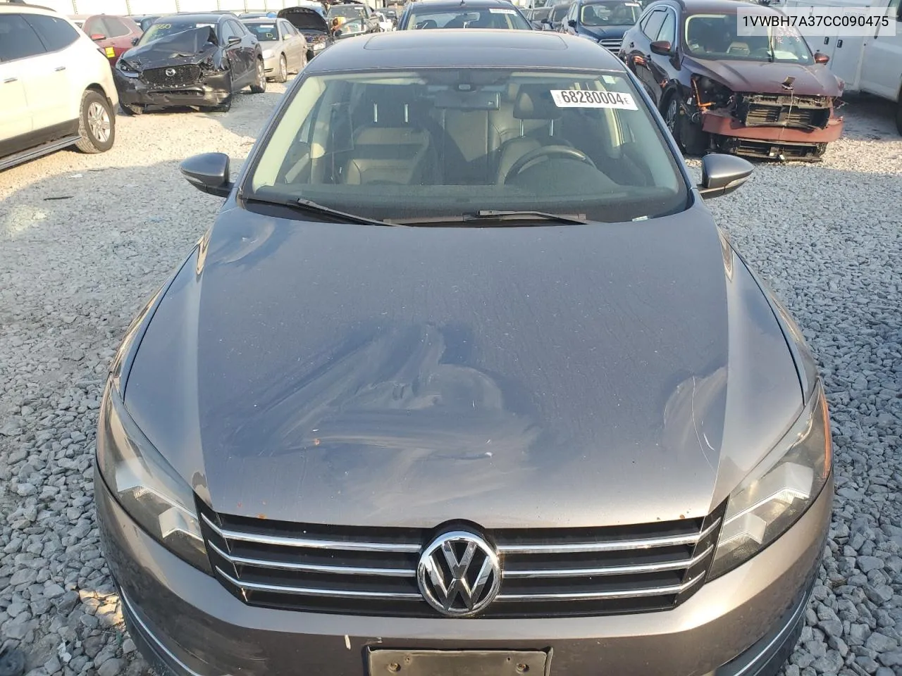 2012 Volkswagen Passat Se VIN: 1VWBH7A37CC090475 Lot: 68280004