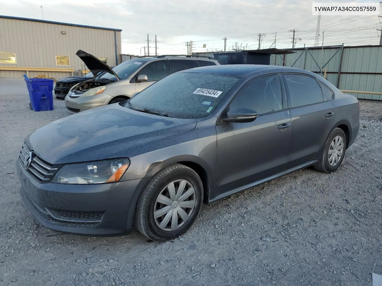 2012 Volkswagen Passat S VIN: 1VWAP7A34CC057559 Lot: 69425434